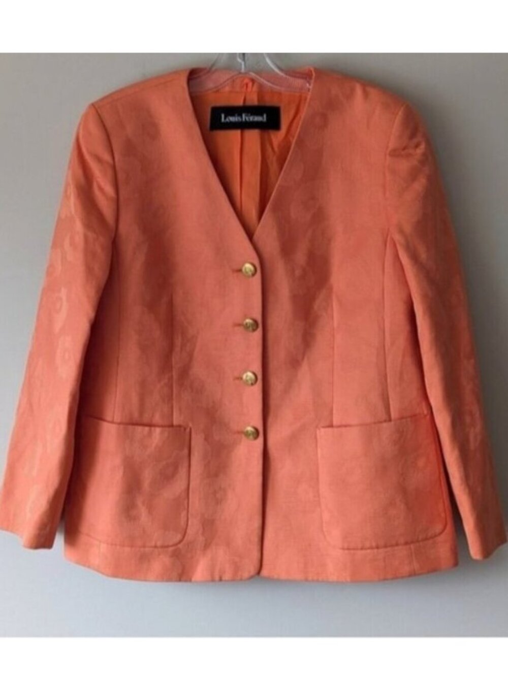 Louis Feraud orange textured blazer jacket